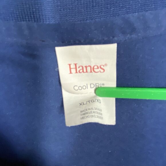 Hanes Polo Mens Sz XL Navy Cool DRI Performance Short Sleeve Shirt 3 Button - Picture 3 of 7
